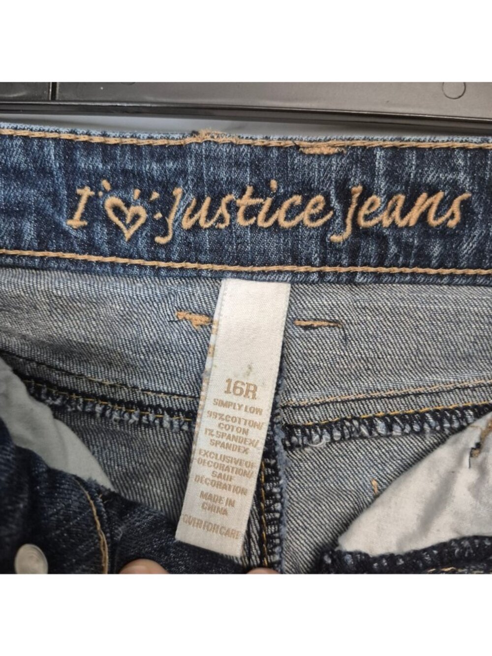 Girls Justice Jeans Denim Shorts Distressed Blue Size 16R Simply Low Stretch - Picture 5 of 7